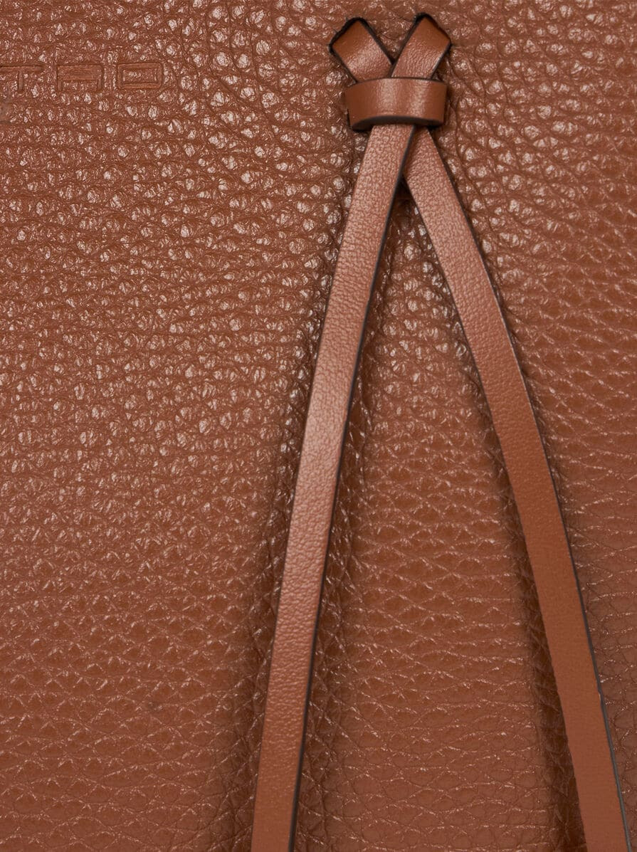 ETRO ESSENTIAL MINI LEATHER TOTE BAG WITH THREADING - 6
