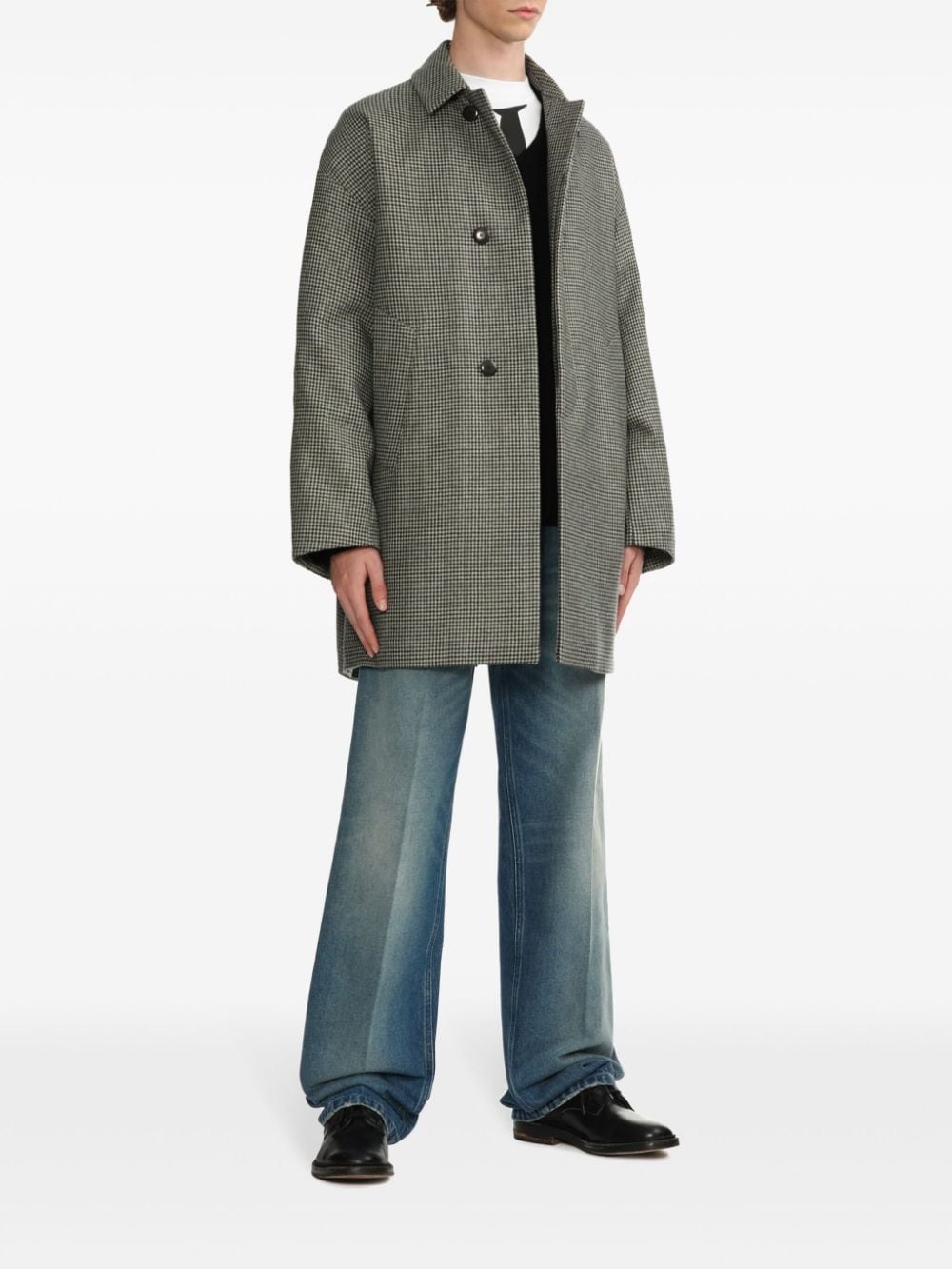 check-print coat - 2