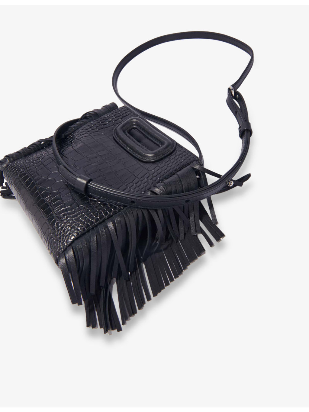Fringed Mock-Croc Leather Cross-Body Bag - 3