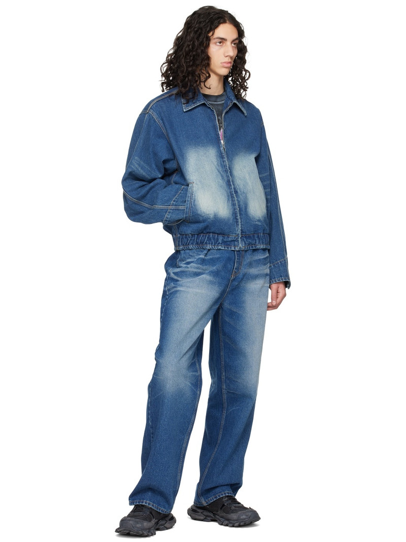 We11done Blue Faded Denim Jacket outlook