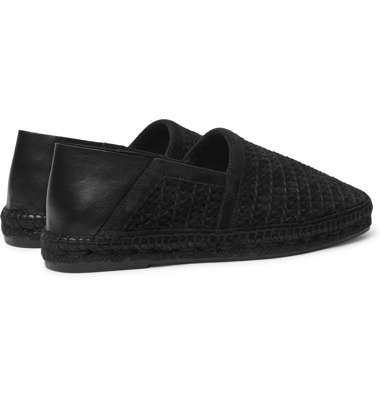 Barnes Leather-Trimmed Woven Suede Espadrilles - 6