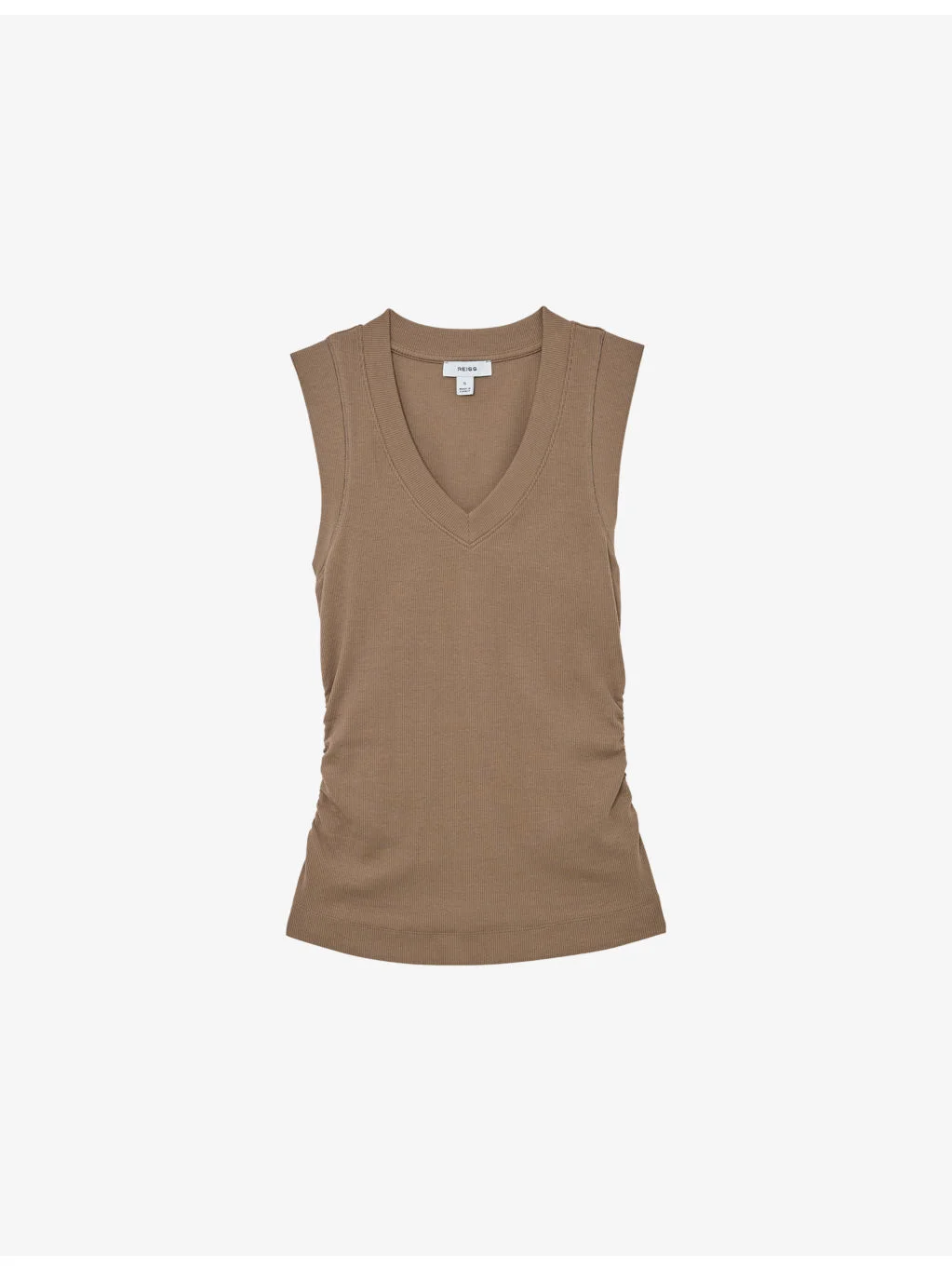 Sandy V-Neck Ribbed Stretch-Cotton Vest - 1