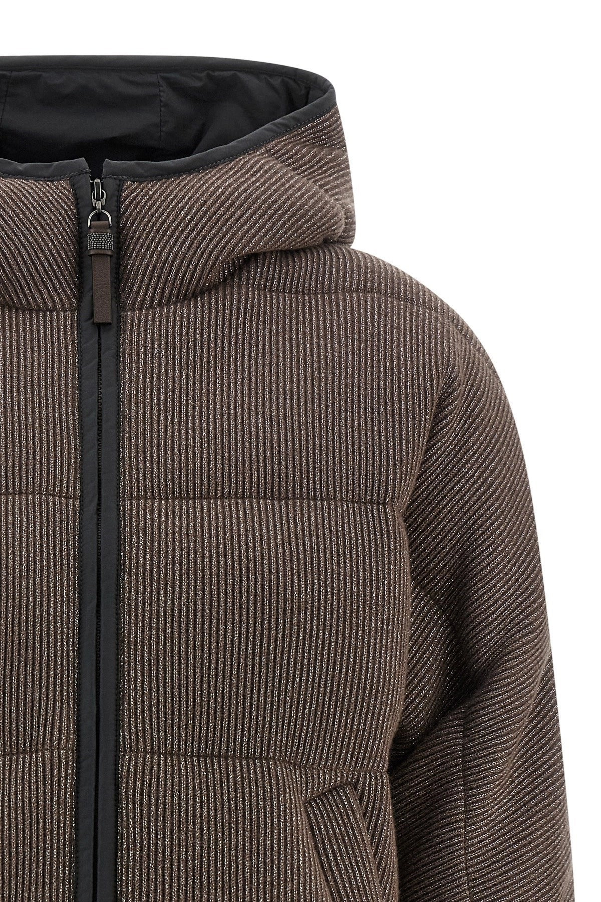 Brunello Cucinelli Women Lame Wool Down Jacket - 3