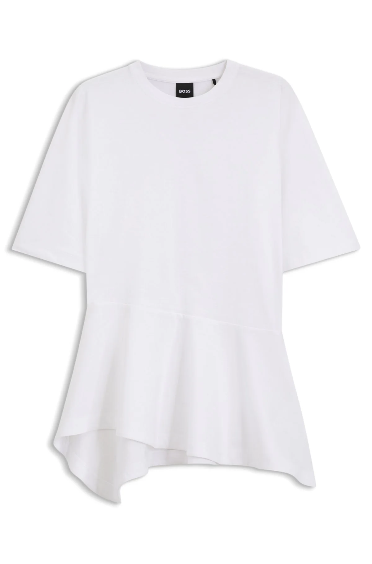 MERCERIZED-COTTON T-SHIRT WITH ASYMMETRIC PEPLUM - 1