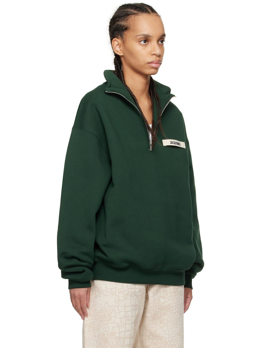 Green 'The Gros Grain zipped-rollneck' Sweatshirt - 2