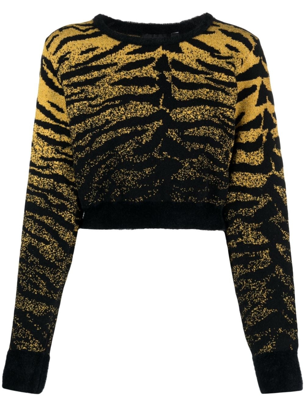 lurex-detail zebra-jacquard cropped jumper - 1