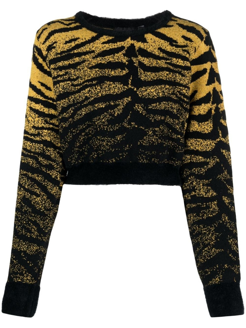 lurex-detail zebra-jacquard는 점퍼를 자르기 1