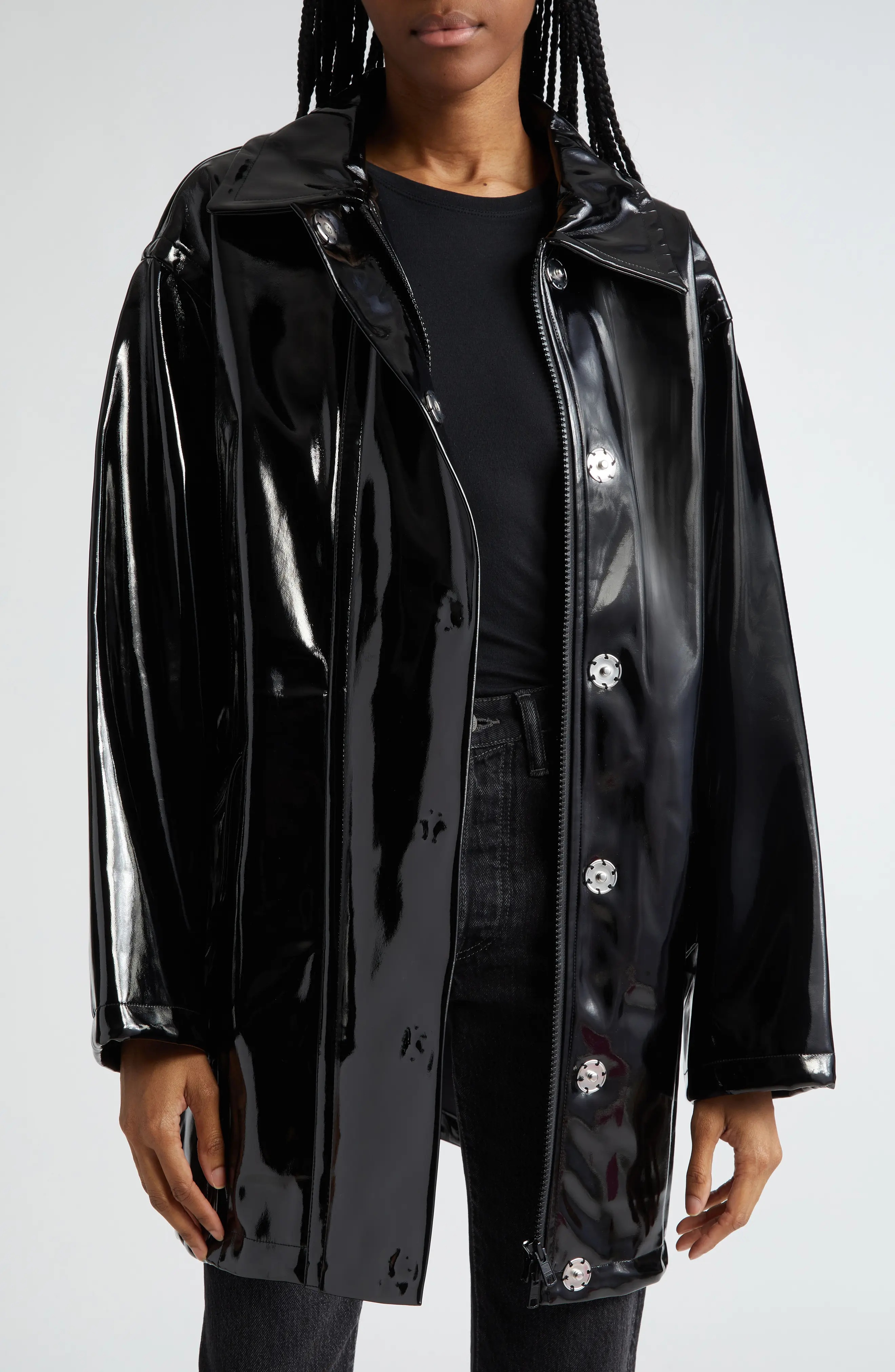 Maxxy Faux Patent Leather Raincoat - 4