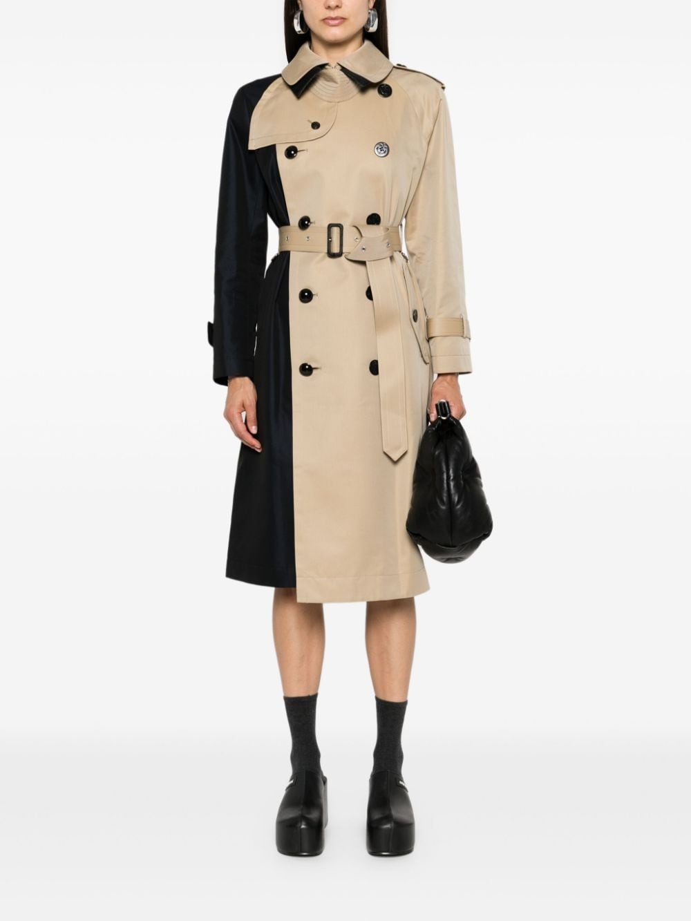 two-tone trench coat - 2