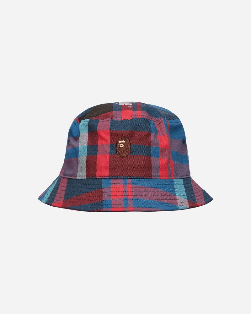 A BATHING APE® Check Ape Bucket Hat Navy outlook