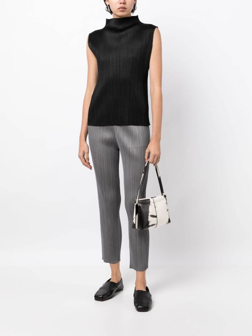 slim-cut micro-pleated trousers - 2