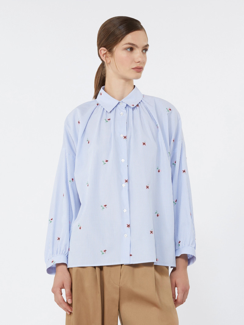 BUTTERFLY Poplin shirt with embroidery - LIGHT BLUE 3