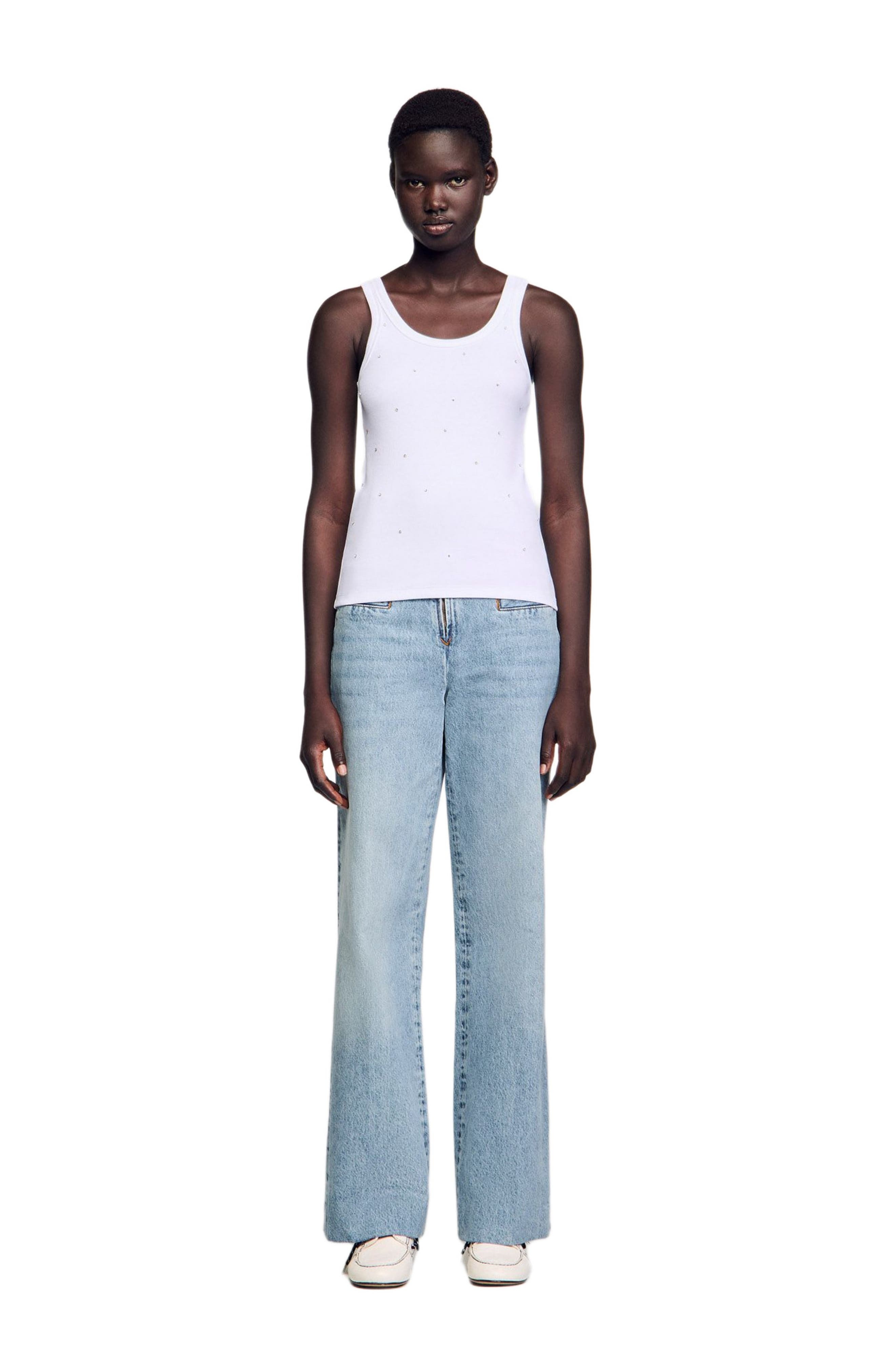 SANDRO Vest top with rhinestones in White at Nordstrom - 4