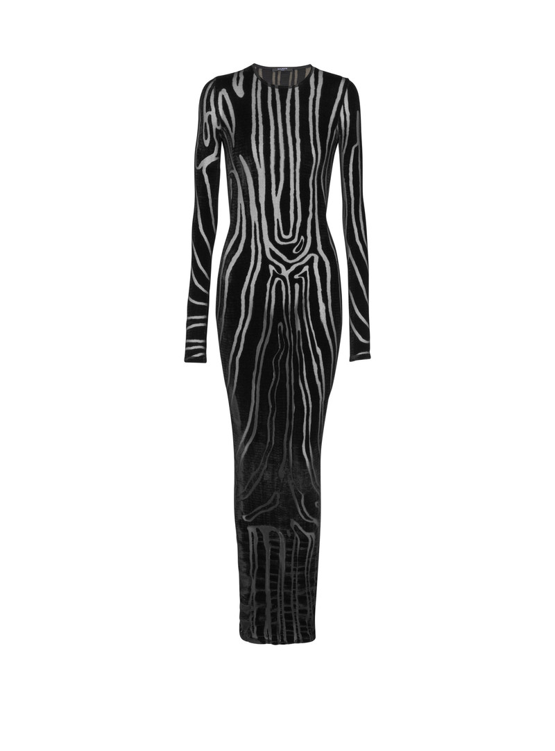 Long zebra-print velvet dress 1