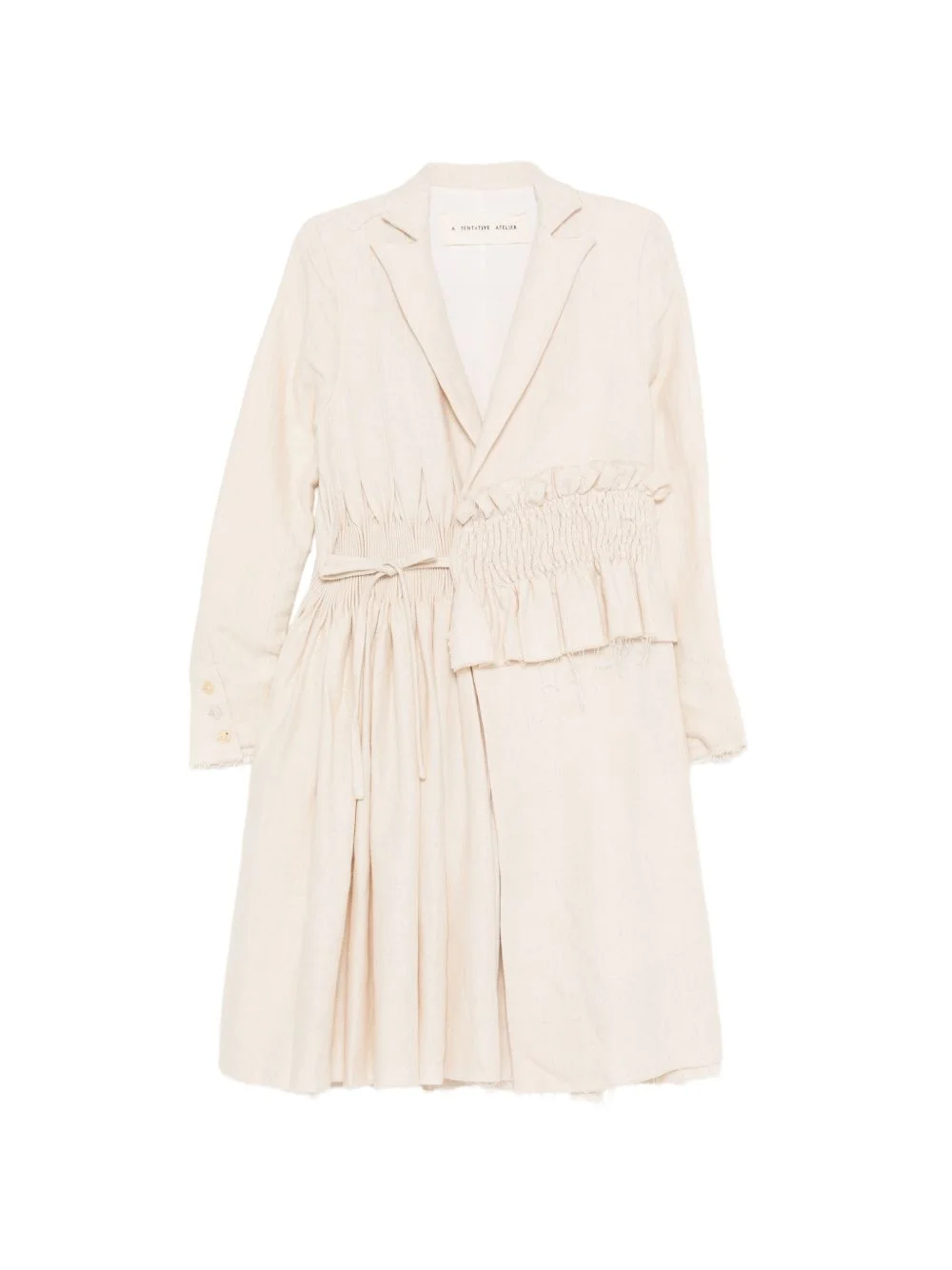 hand smocking layered coat - 1