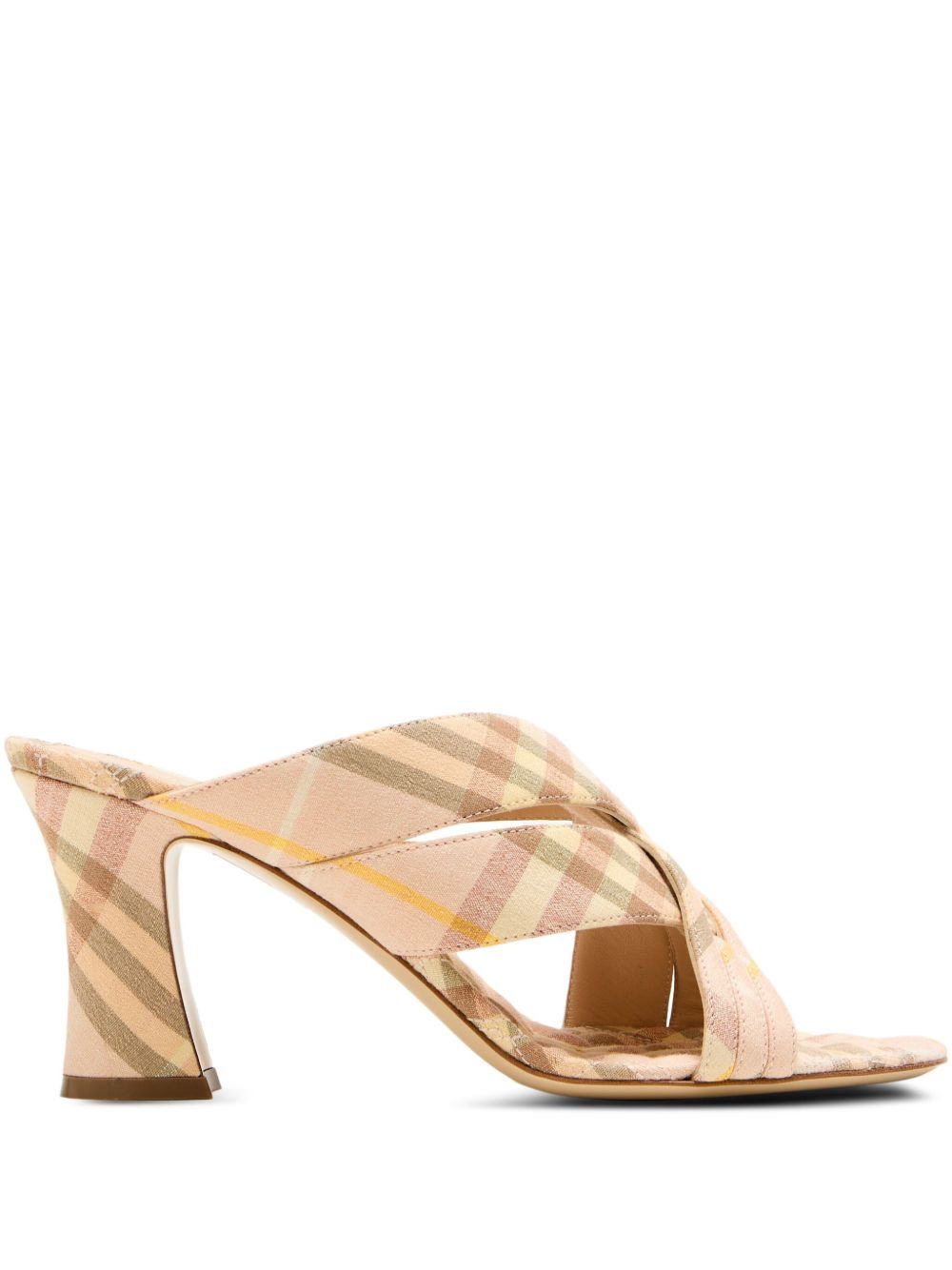 75mm cross-strap check-pattern mules - 1