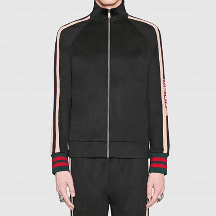 Gucci Technical Jersey Track Jacket Stripe Zipper Classic Black 474634-X5T39-1008 - 4