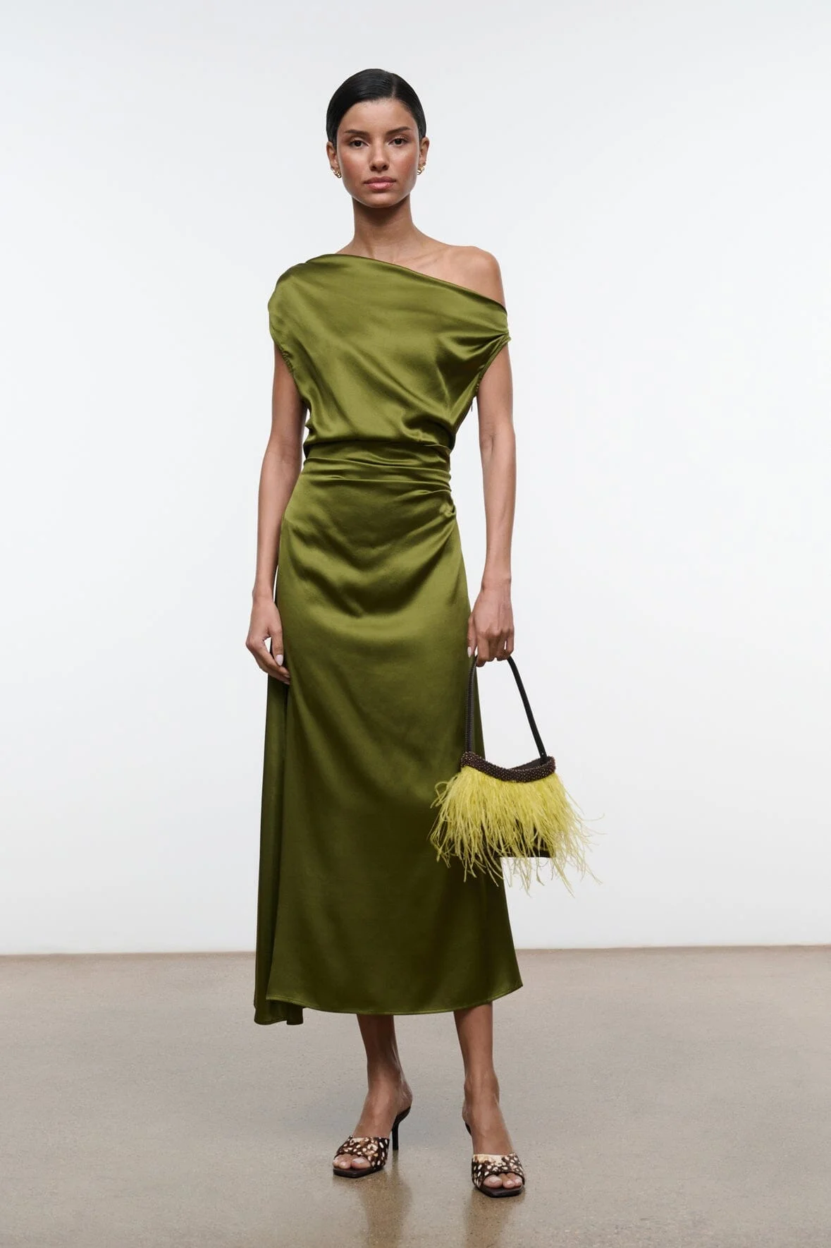 STAUD PHARE SILK DRESS PEAR - 1
