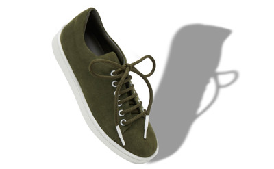 Manolo Blahnik Khaki Green Suede Low Cut Sneakers outlook