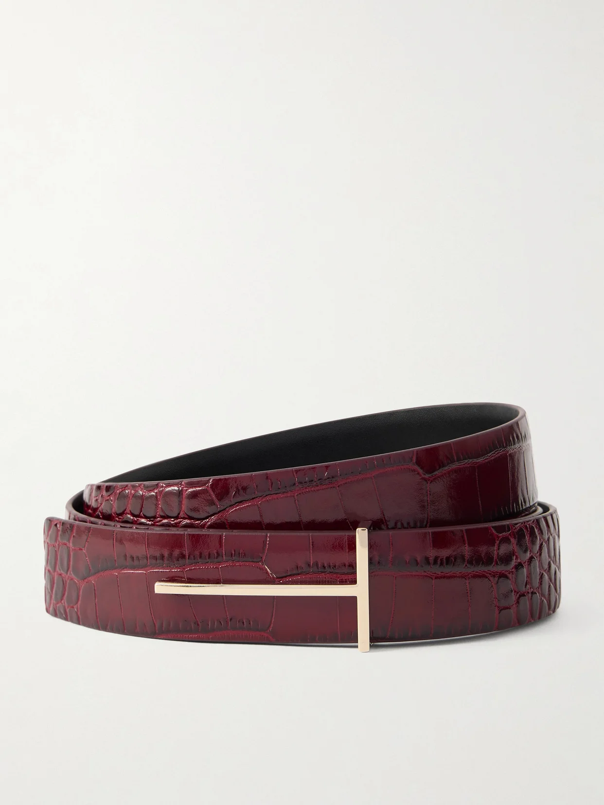 Croc-effect Leather Belt - 1