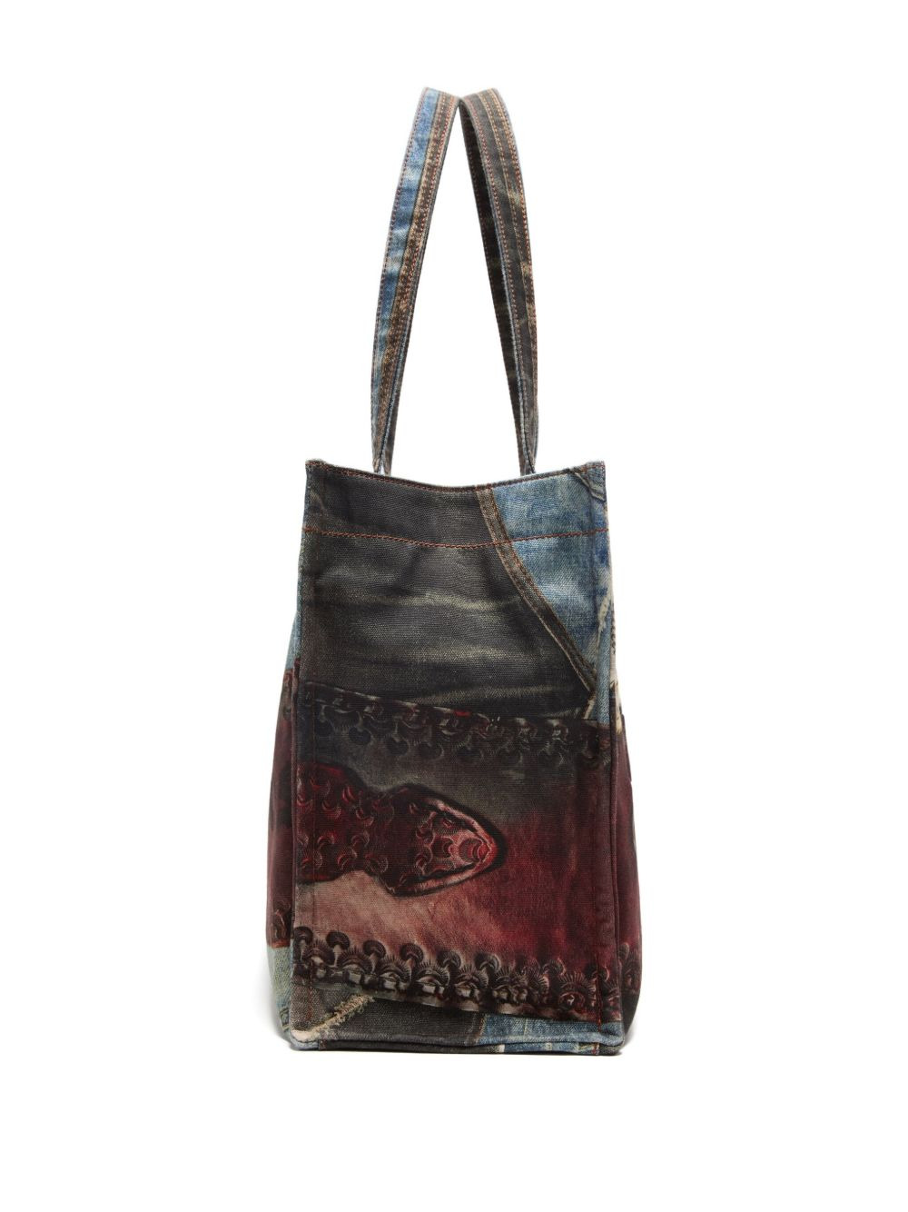 denim-patch heart tote bag - 3