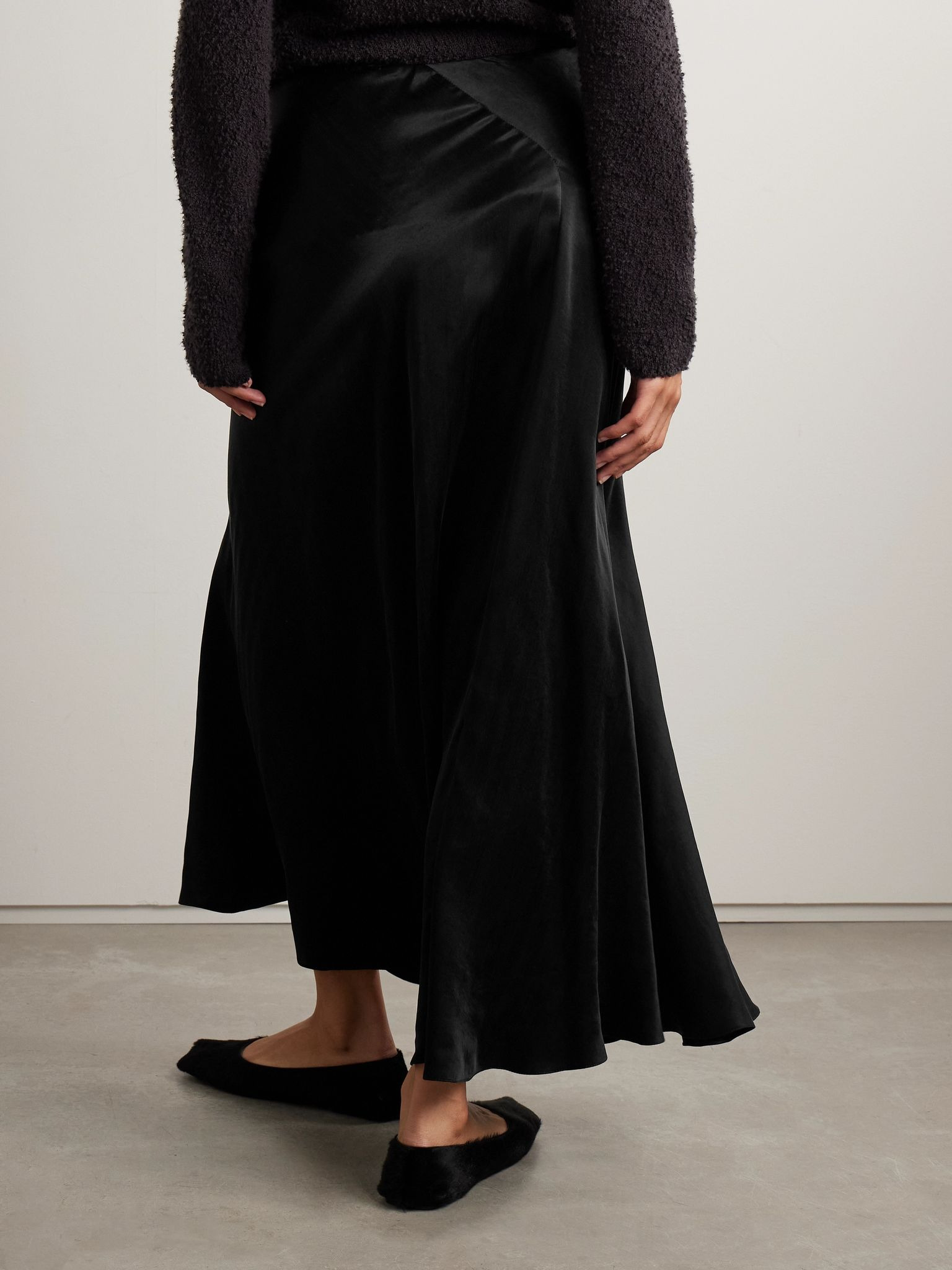 Luce washed-satin maxi skirt Black - 3