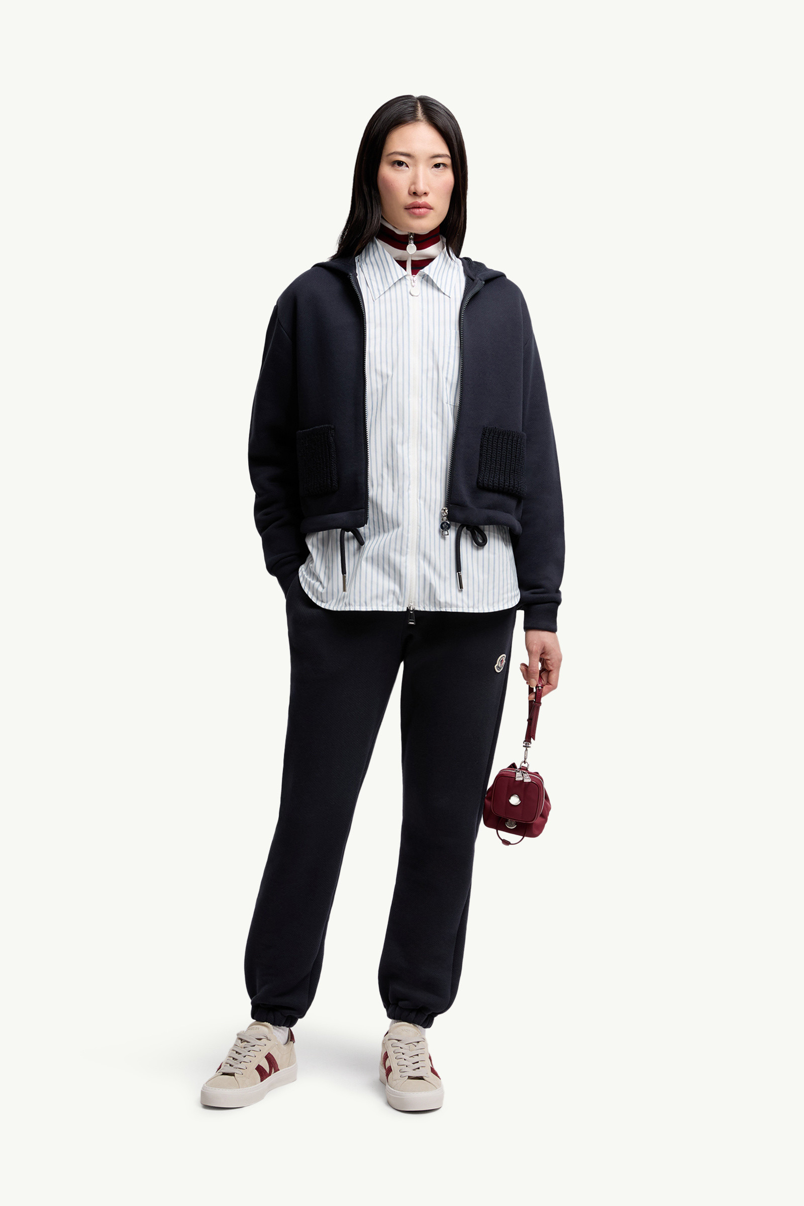Knit Accent Cotton Zip-Up Hoodie - 2