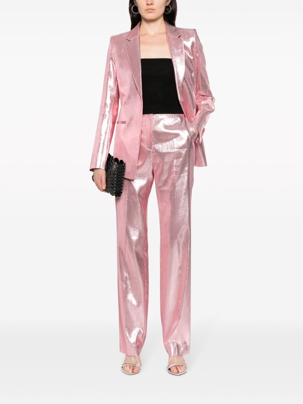 metallic-effect tailored trousers - 2