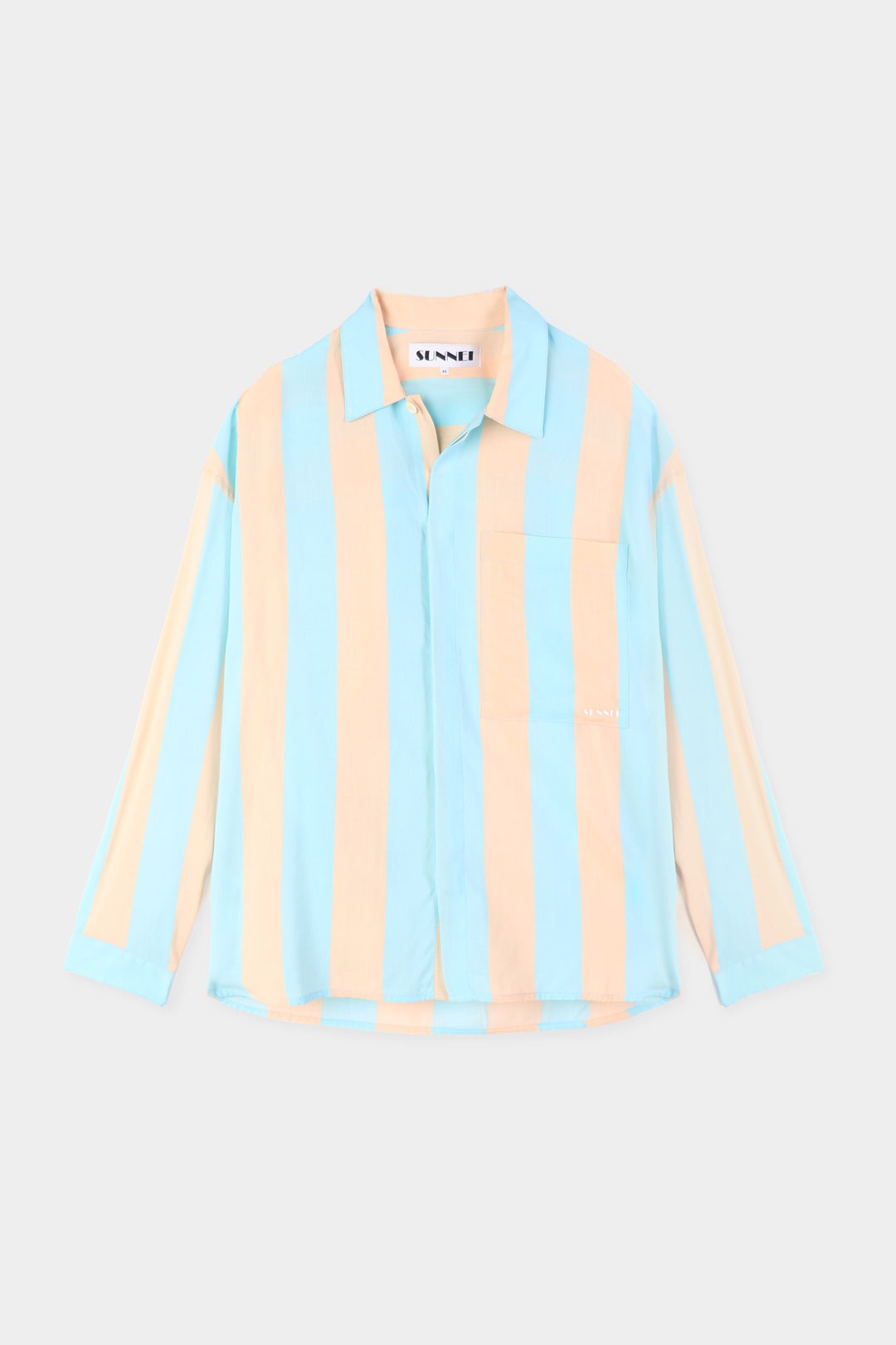 OVER SHIRT / pink & azure stripes - 1