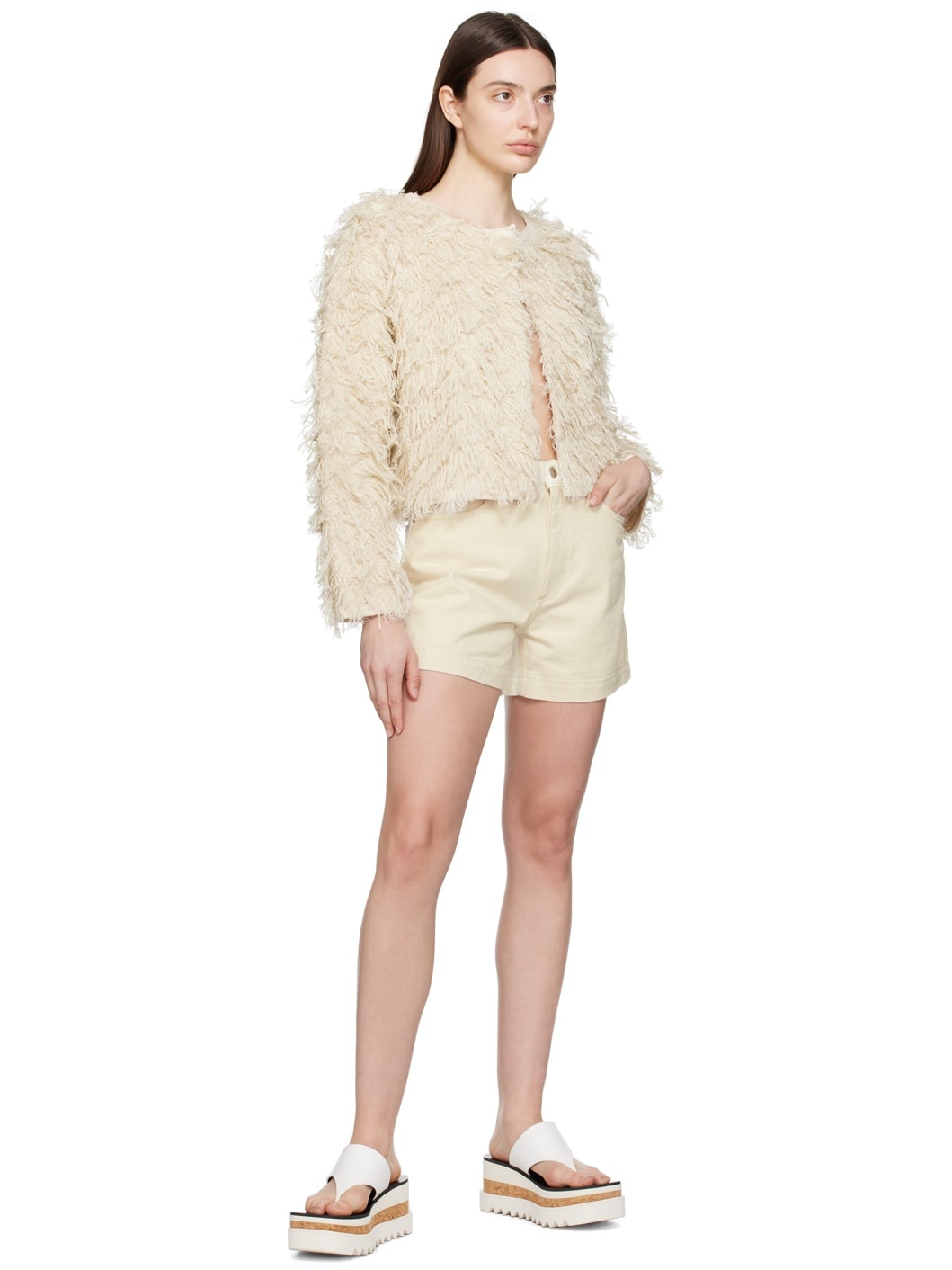 Beige Fringe Jacket - 4