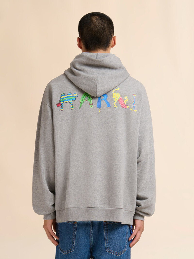 GREY COTTON SWEATSHIRT WITH MARNI ANIMAL ALPHABET PRINT 3