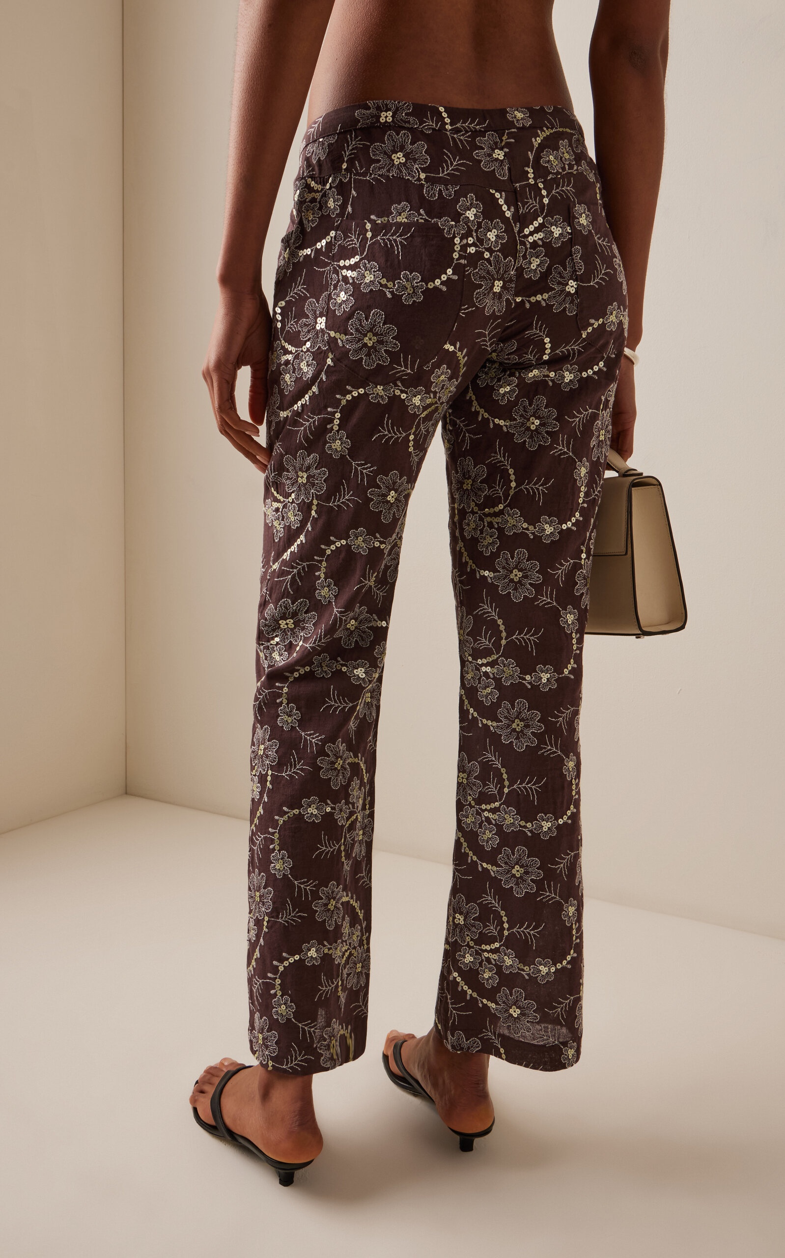Cera Embroidered Straight-Leg Pants brown - 4