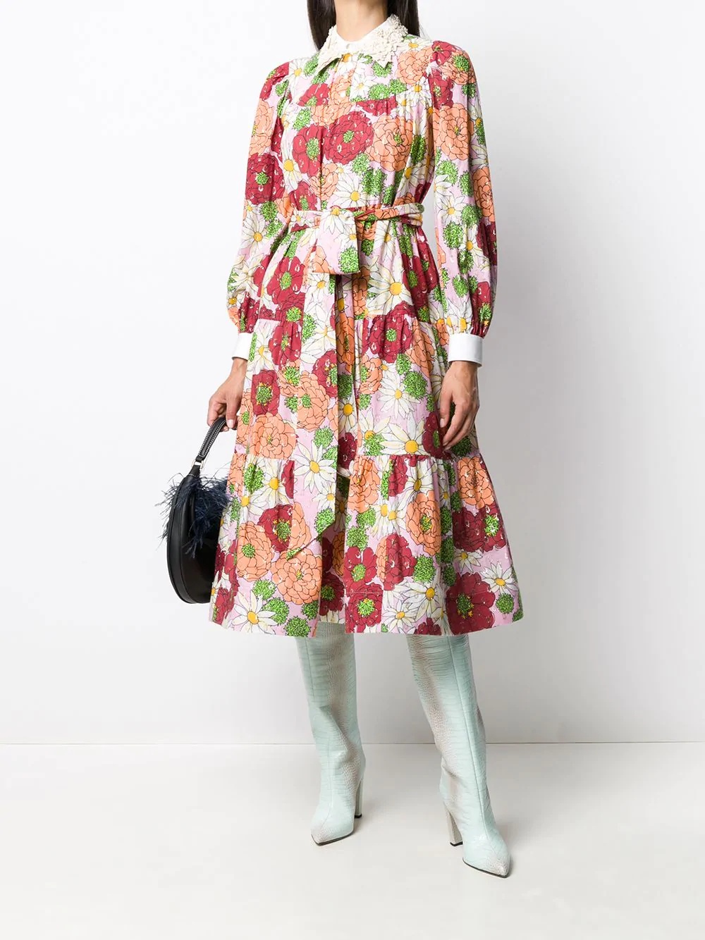 floral print silk dress - 2