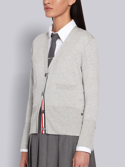 Thom Browne Light Grey Silk Cotton Blend Relaxed V-Neck Cardigan outlook