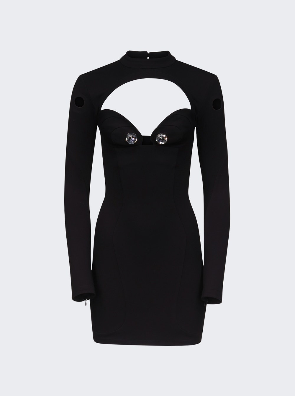 Bustier Cup Long Sleeve Dress Black - 1