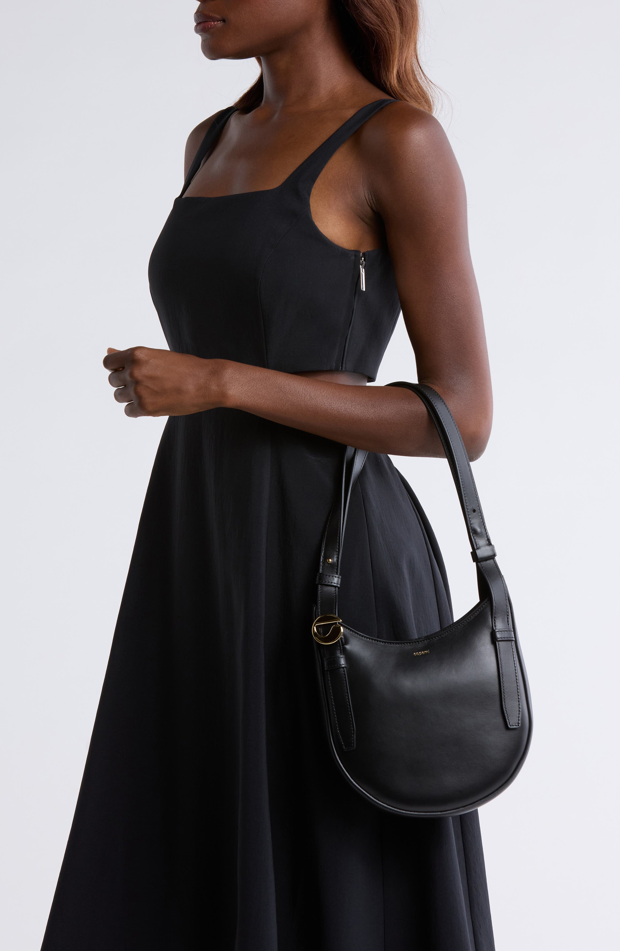 Coperni Mini Belt Strap Leather Hobo Bag in Black at Nordstrom - 2