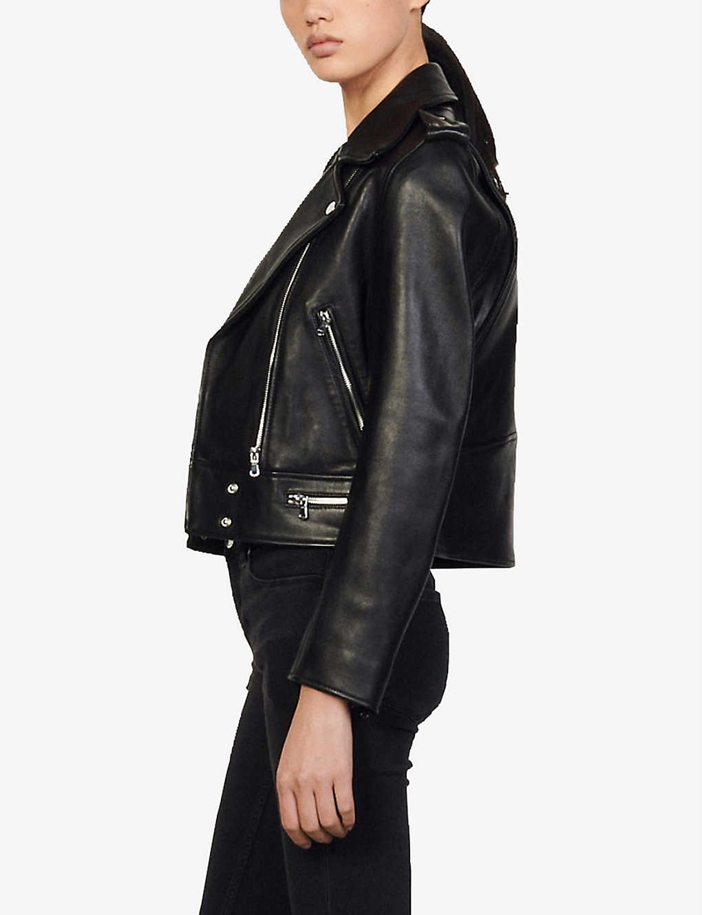 Leather biker jacket - 3