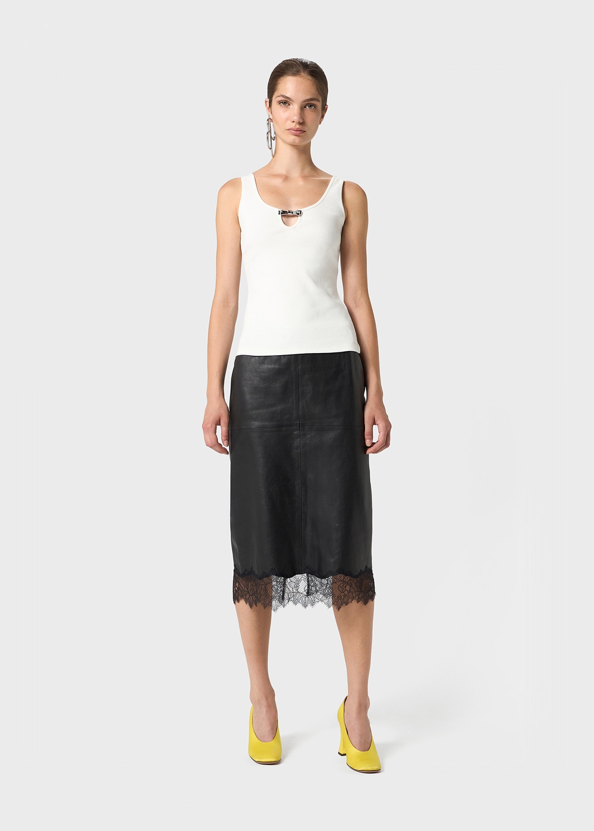 LEATHER SKIRT WITH LACE - 2