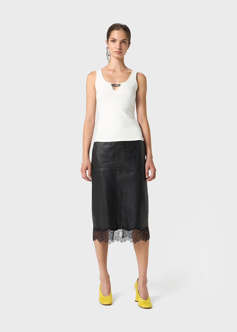 Blumarine LEATHER SKIRT WITH LACE outlook