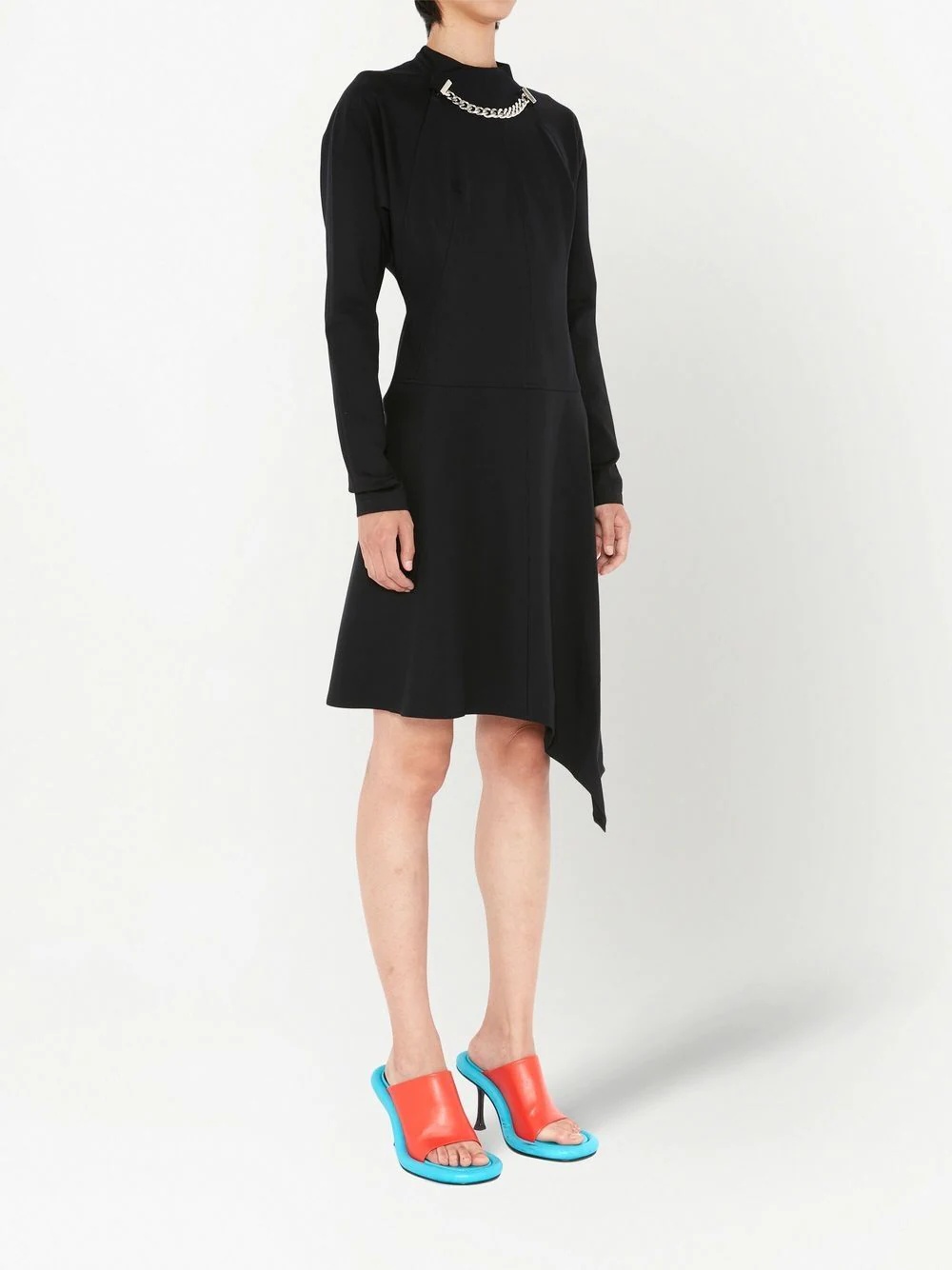 chained asymmetric-hem midi-dress - 3