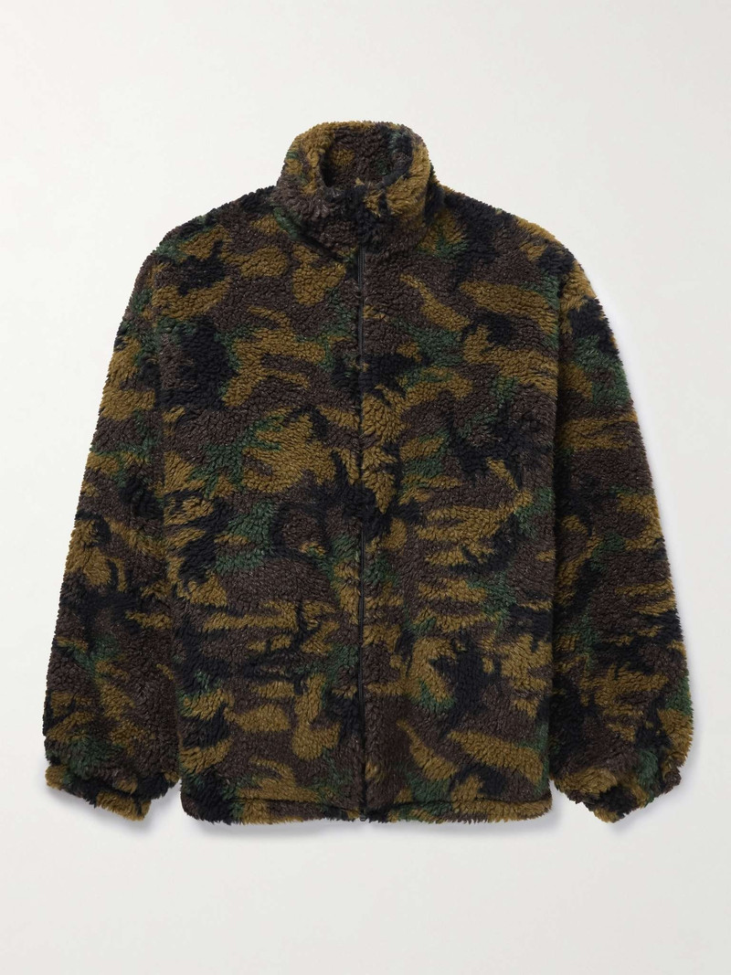 Oversized Padded Camouflage-Print Fleece Jacket - 1