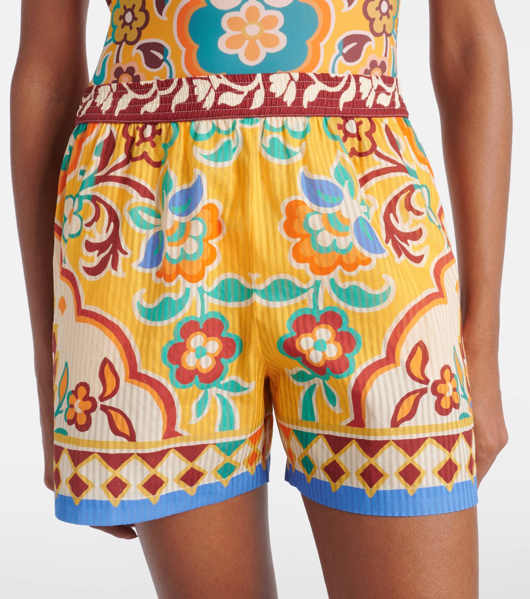 Printed cotton and silk shorts - 4