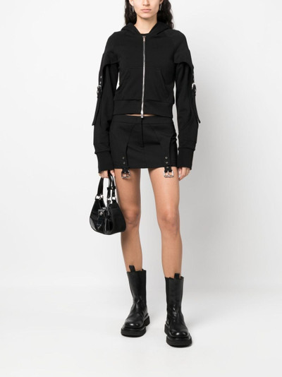 Blumarine buckle-detail zip-up cotton hoodie outlook
