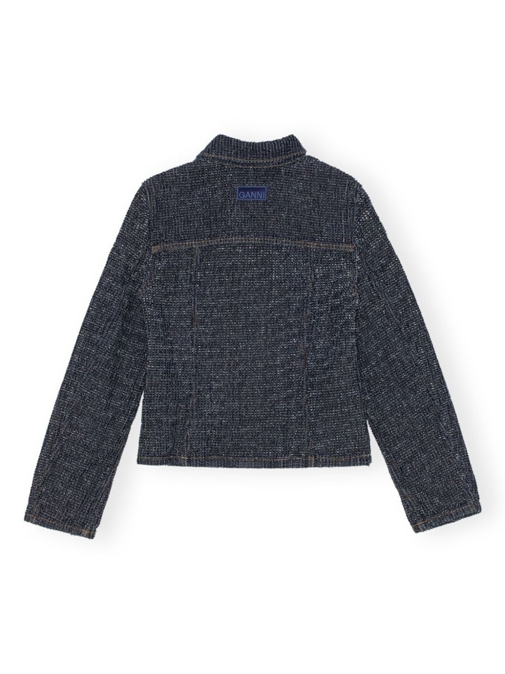 fluffy denim fitted blazer - 6