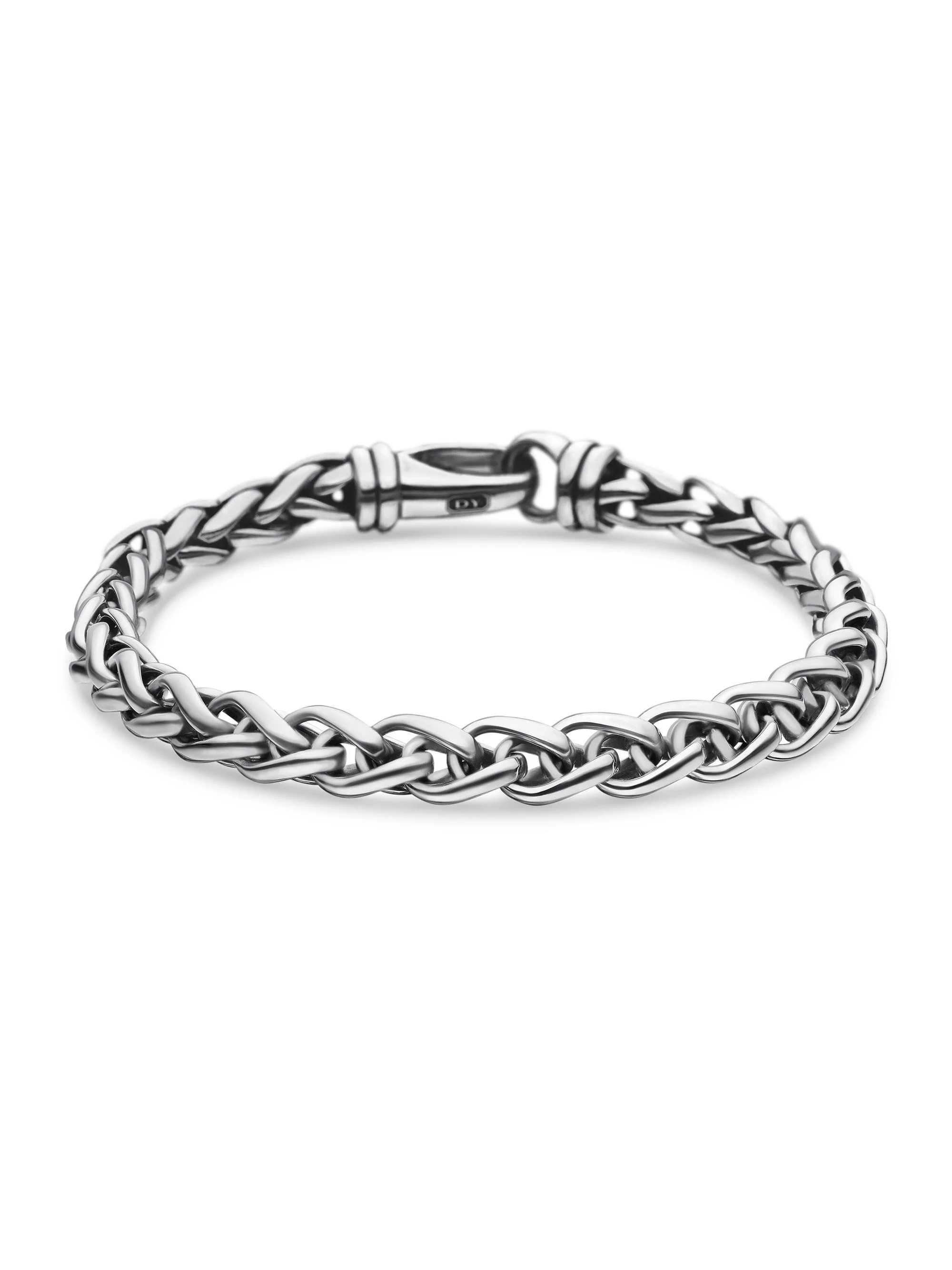 Men's Wheat Chain Bracelet in Sterling Silver, 6mm - Sterling Silver - 1