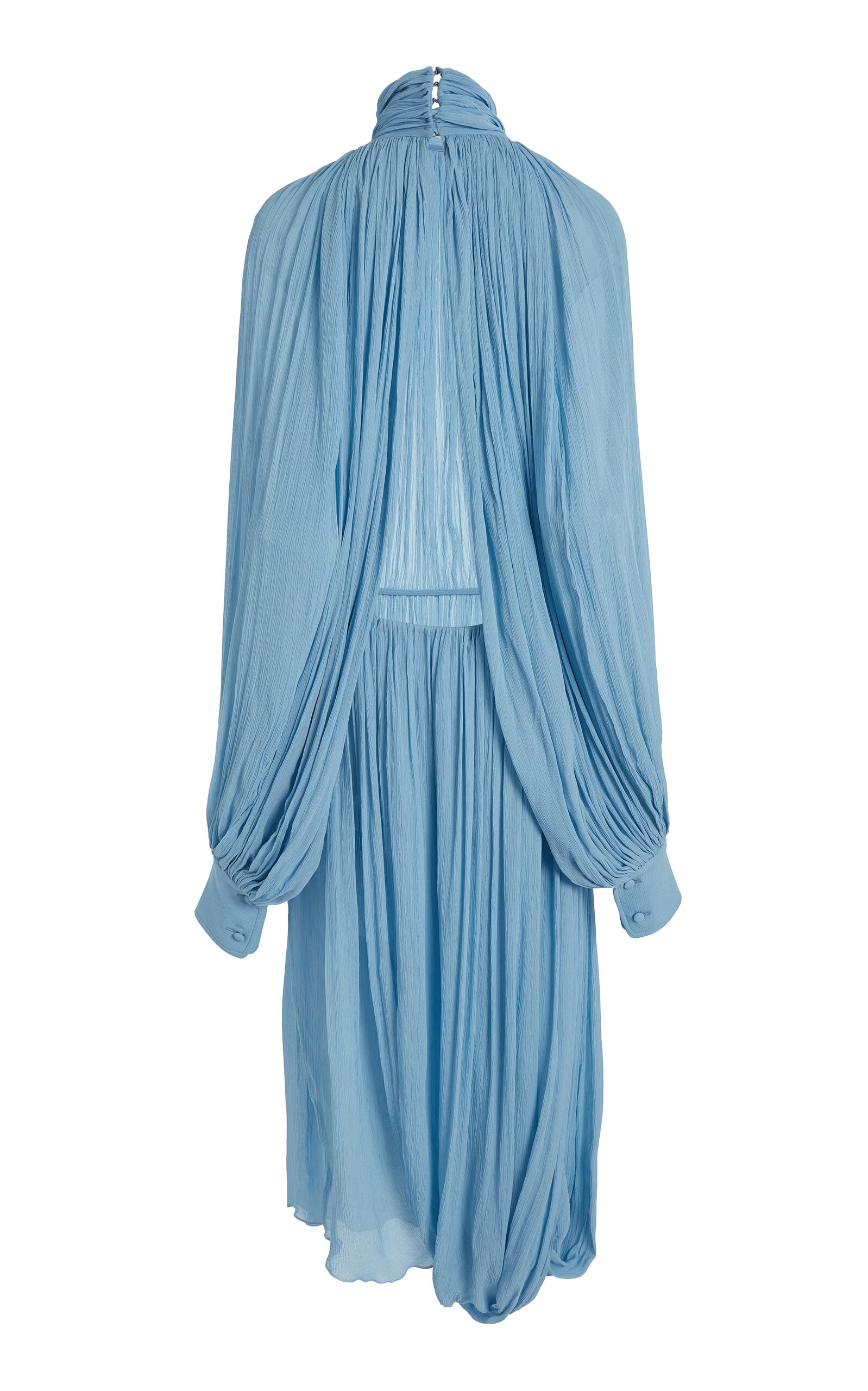 Draped Silk Crepe Midi Dress blue - 3
