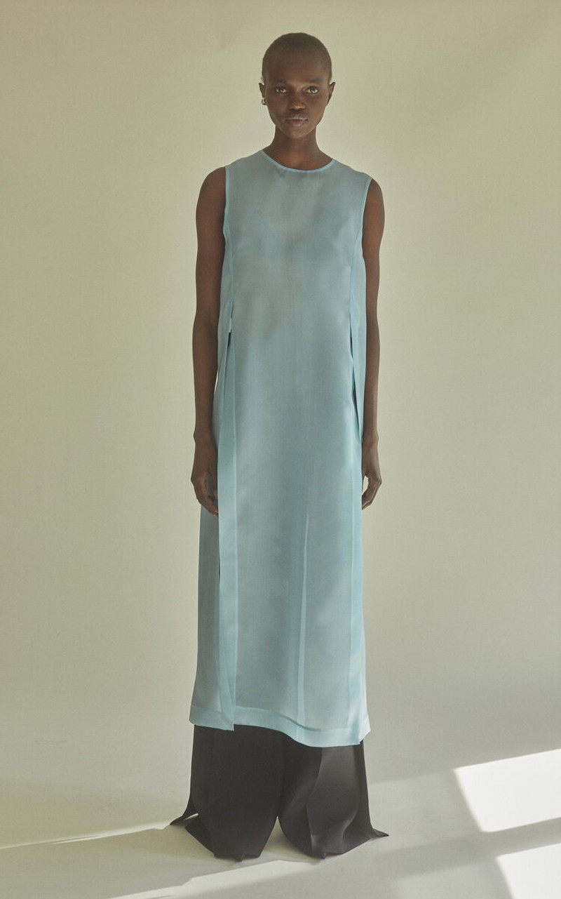 HEIRLOME Zoey Silk-Organza Long Top blue outlook