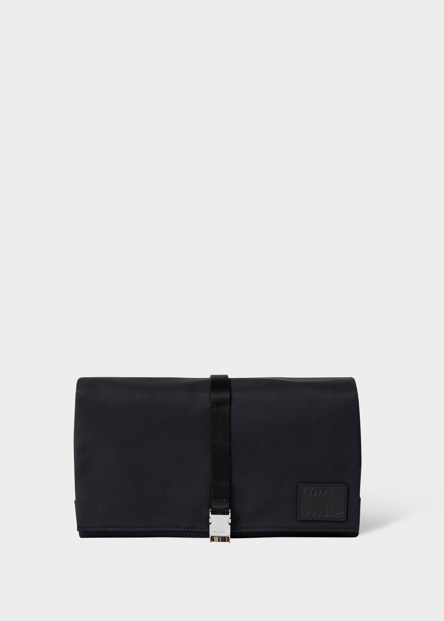 Navy Cotton-Blend Canvas Fold-Out Wash Bag - 1