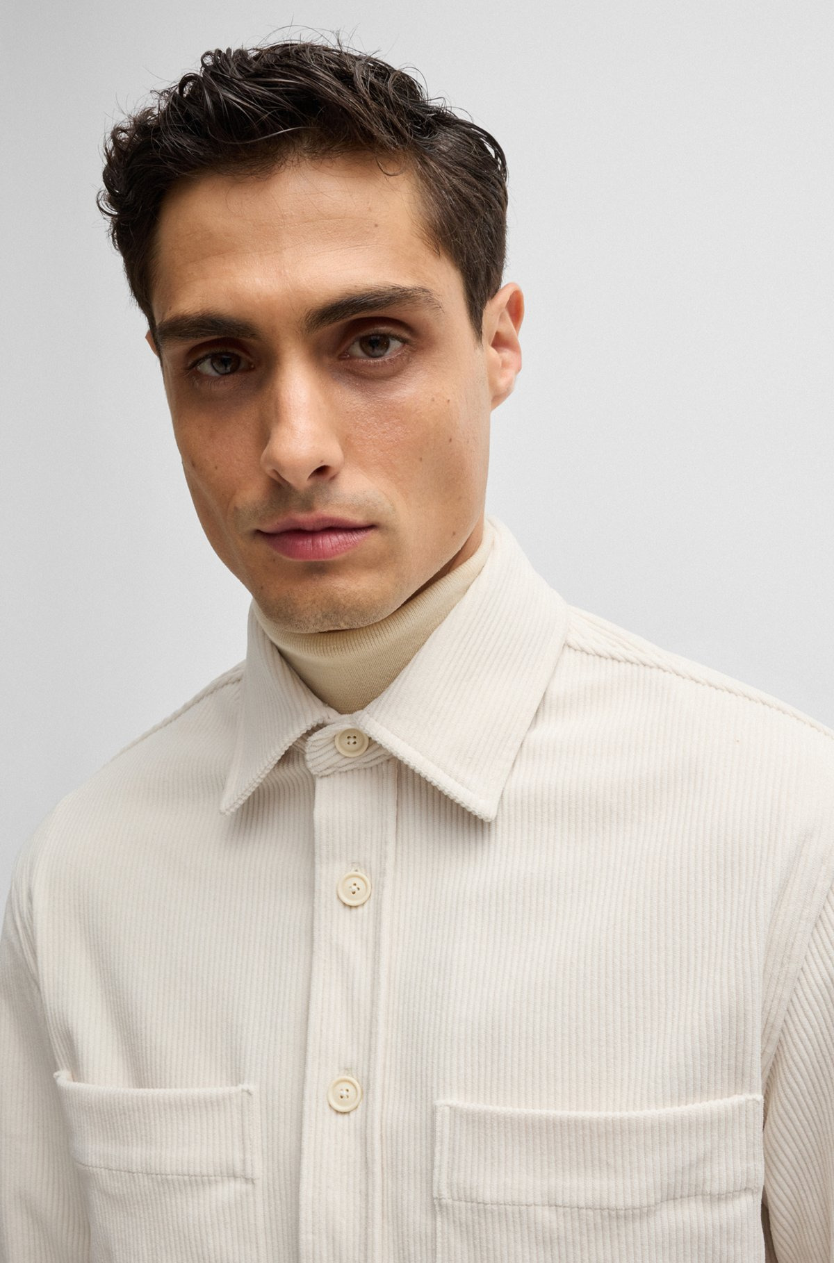 RELAXED-FIT SHIRT IN CORDUROY WITH KENT COLLAR - 3