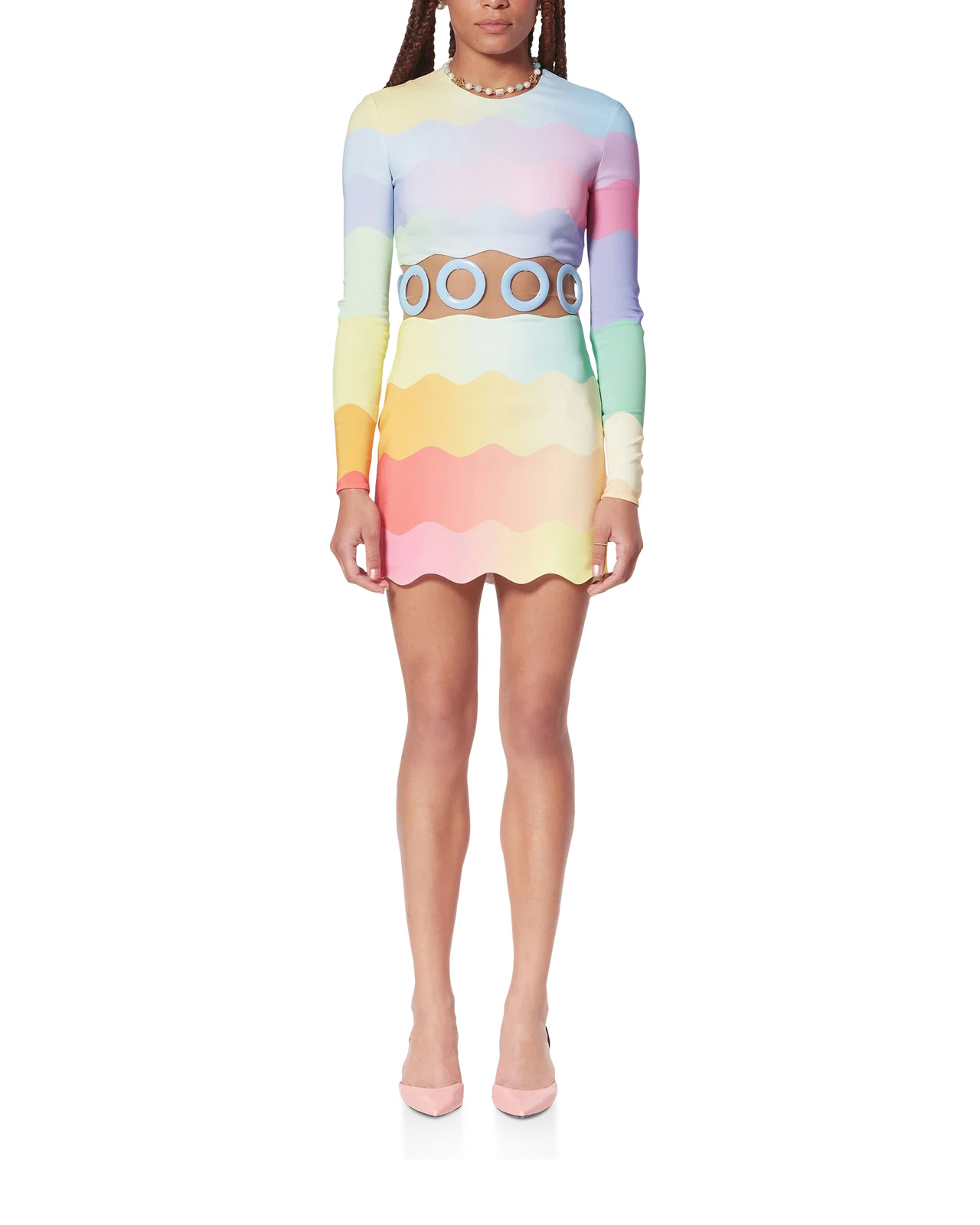 Rainbow Wave Cut-Out Mini Dress - 2